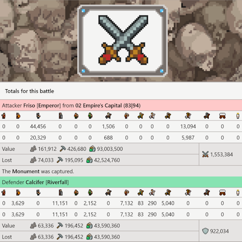 Screenshot of an end-game fight